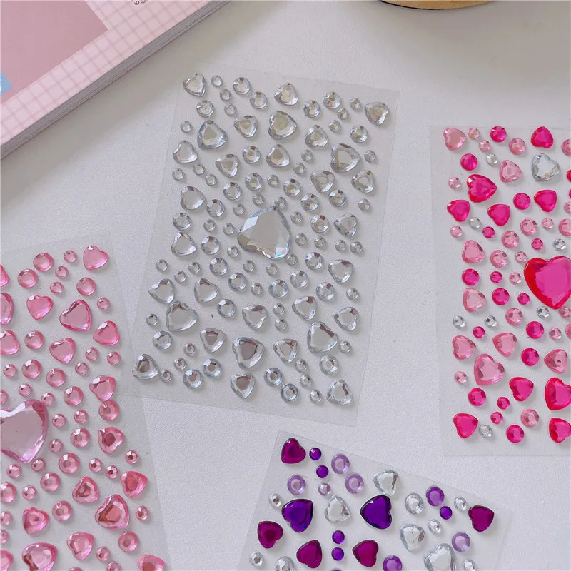 1/10pcs Acrylic Diamond Heart Stickers for Phone DIY Decoration Cute Small Glitter Crafts Scrapbooking