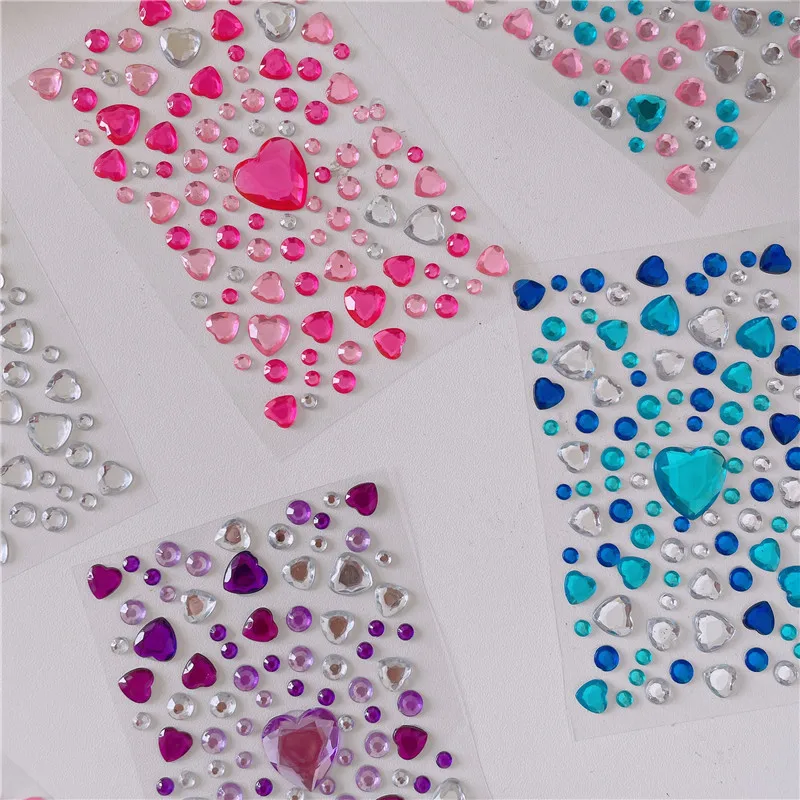1/10pcs Acrylic Diamond Heart Stickers for Phone DIY Decoration Cute Small Glitter Crafts Scrapbooking