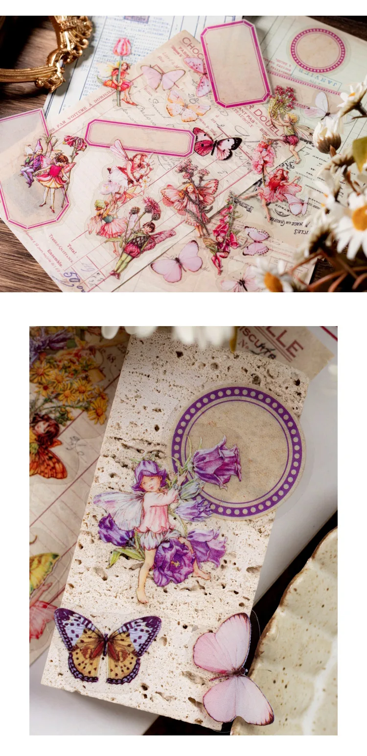 50pcs Fairy Tale Forest Series Retro Fairy Tale Handbook Decorative PET Stickers DIY Diary Scrapbook Aesthetic Stickers