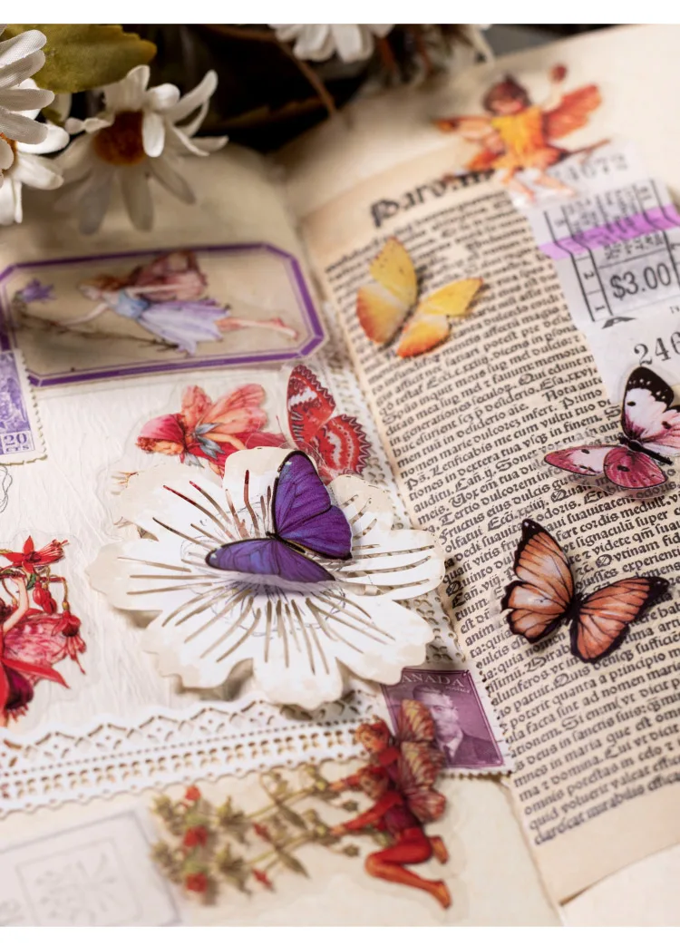 50pcs Fairy Tale Forest Series Retro Fairy Tale Handbook Decorative PET Stickers DIY Diary Scrapbook Aesthetic Stickers