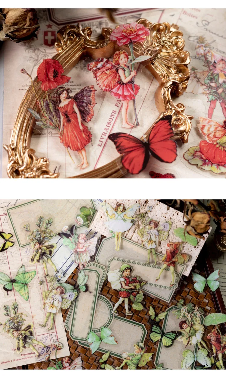 50pcs Fairy Tale Forest Series Retro Fairy Tale Handbook Decorative PET Stickers DIY Diary Scrapbook Aesthetic Stickers
