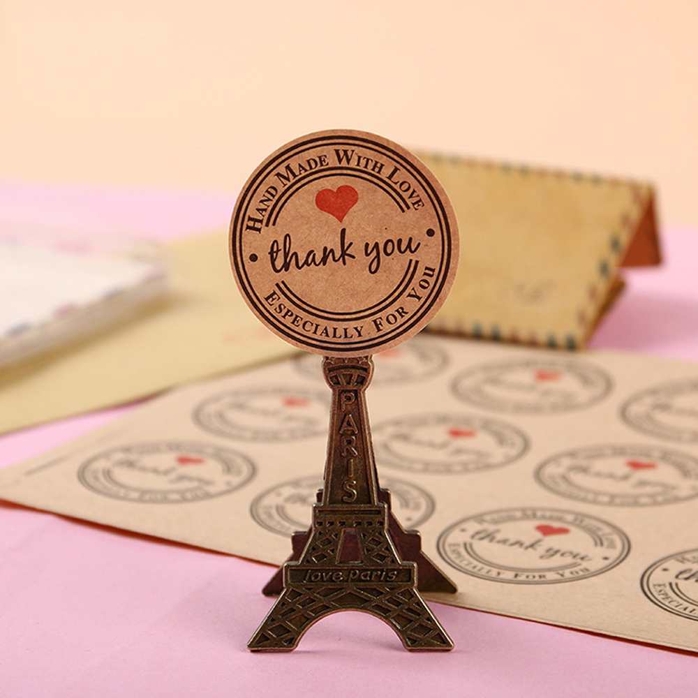 500pcs Vintage Kraft Paper Stickers Scrapbook Gift Stationery Label Stickers Handmade With Love Thank You For The Stickers