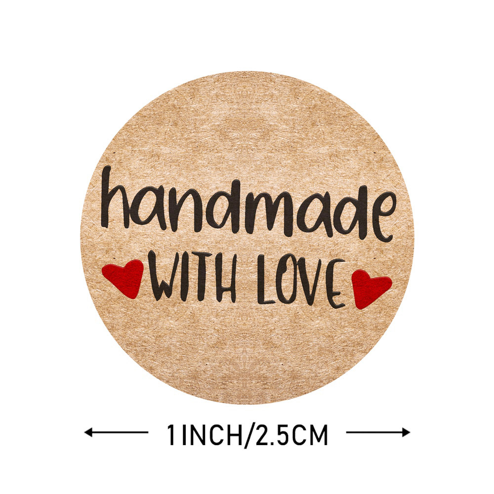 500pcs Vintage Kraft Paper Stickers Scrapbook Gift Stationery Label Stickers Handmade With Love Thank You For The Stickers