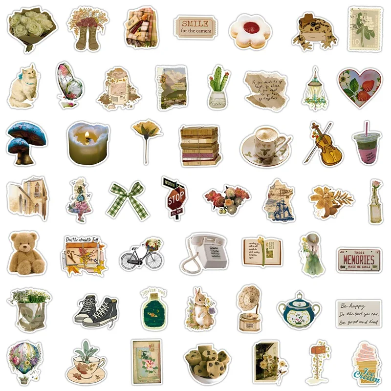 10/30/50/100PCS Art Life Cartoon Sticker Aesthetic PVC Decoration Stationery Scrapbooking School Supplies