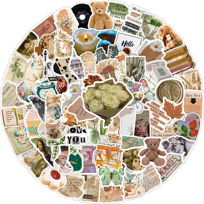 10/30/50/100PCS Art Life Cartoon Sticker Aesthetic PVC Decoration Stationery Scrapbooking School Supplies