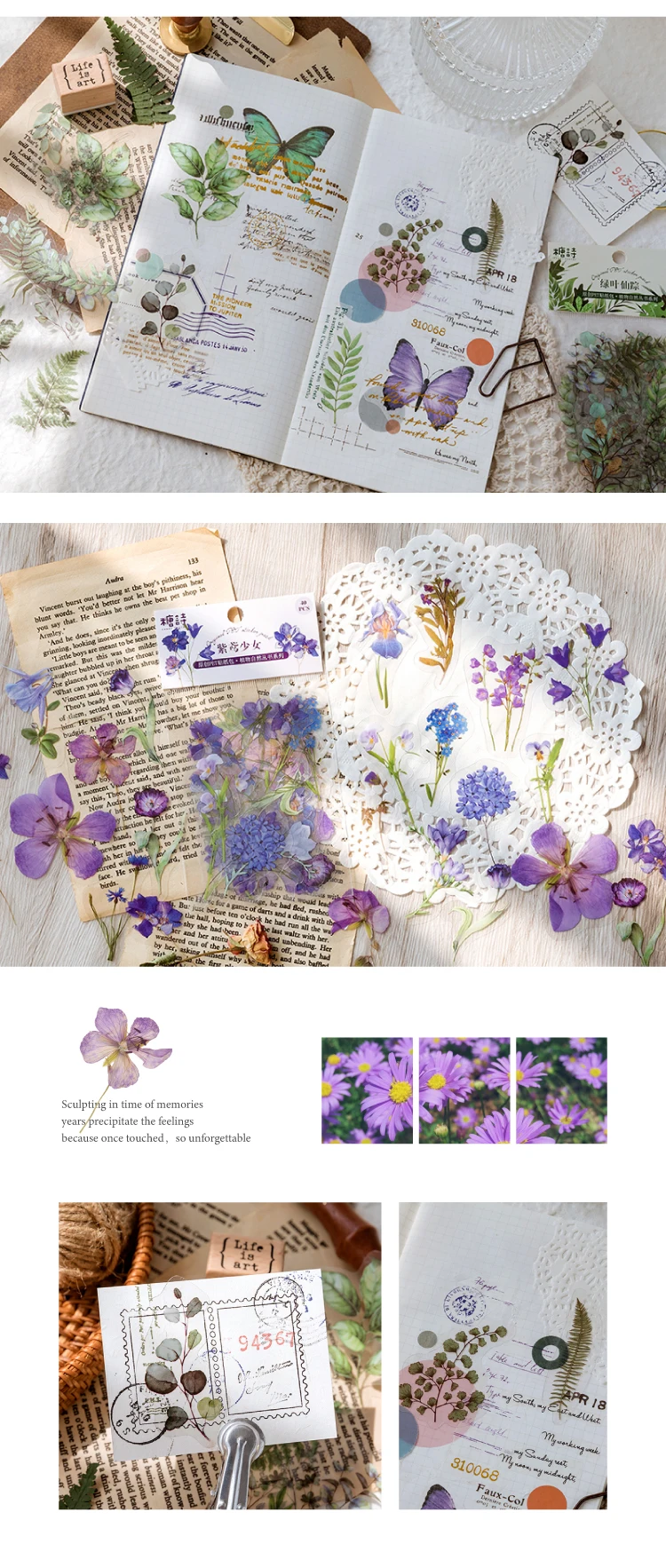 Natural plant collection Green Leaf Decorative PET Stickers Scrapbooking Label Diary Stationery Album Phone Cup Journal Planner