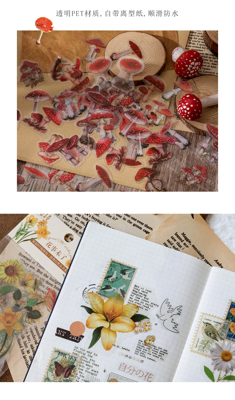 Natural plant collection Green Leaf Decorative PET Stickers Scrapbooking Label Diary Stationery Album Phone Cup Journal Planner