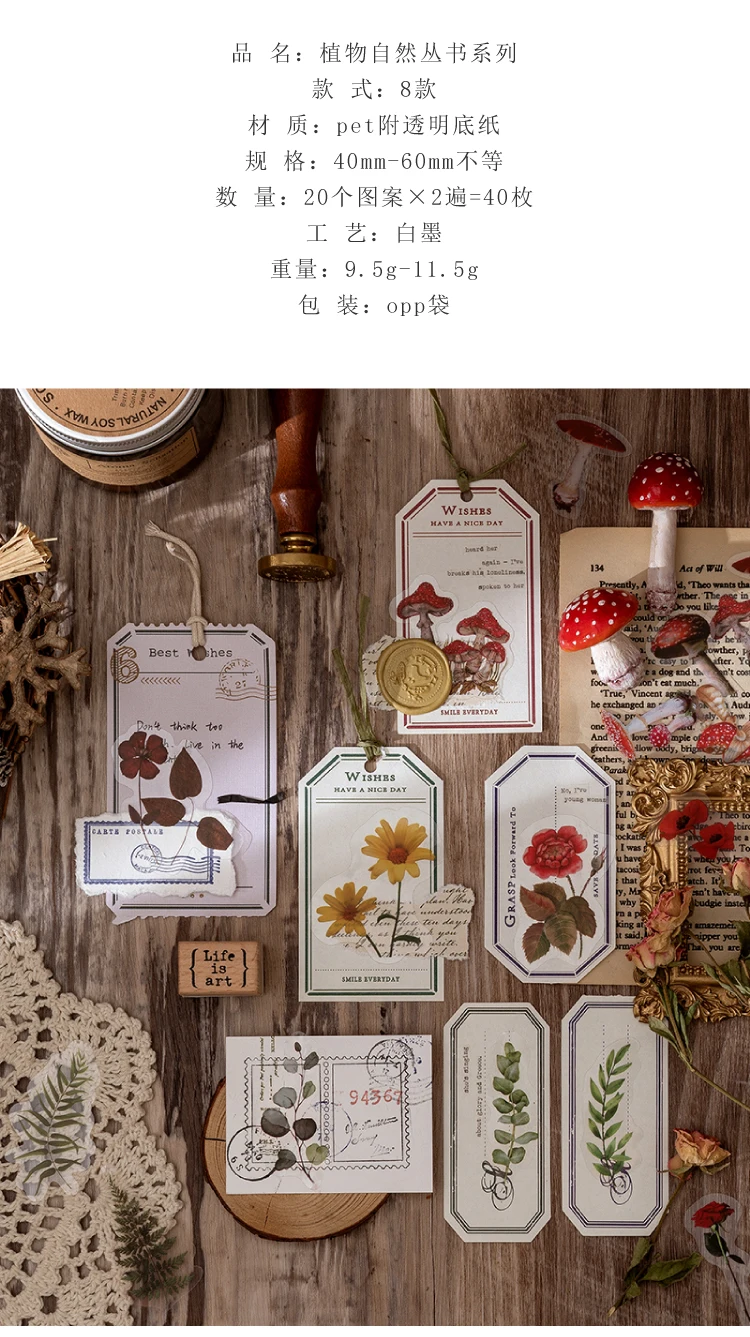 Natural plant collection Green Leaf Decorative PET Stickers Scrapbooking Label Diary Stationery Album Phone Cup Journal Planner