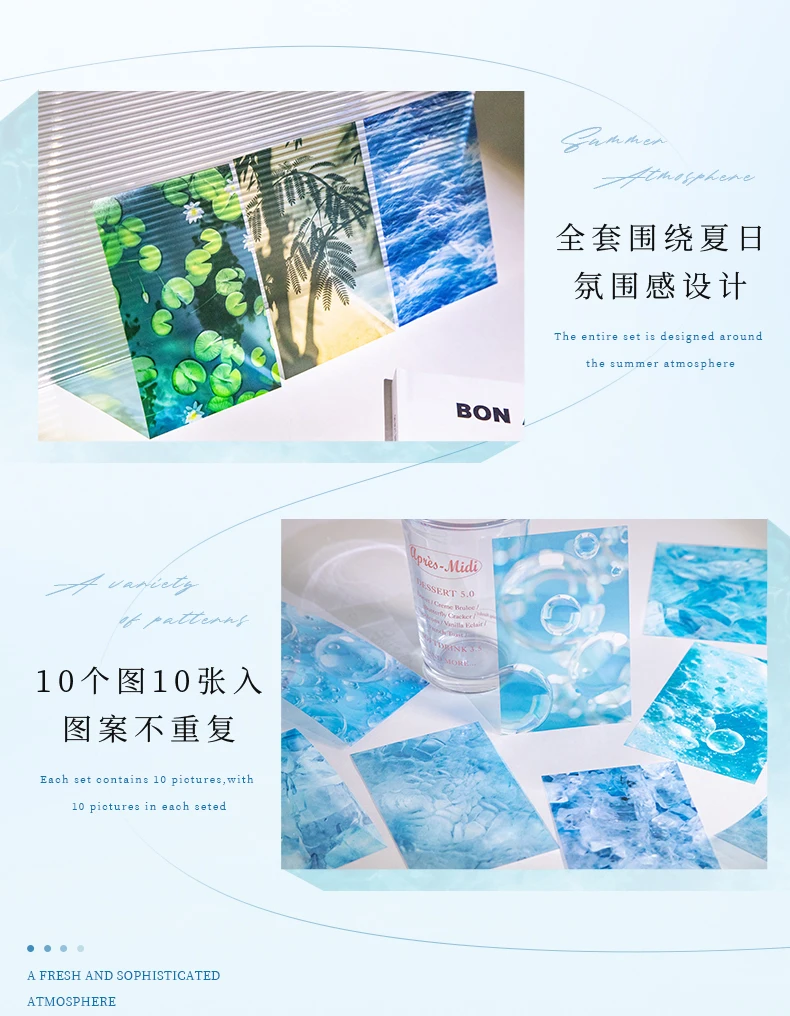Journal GO 10pcs Summer Vibe Stickers for Photo Frame Scrapbook Decoration Summer Water Collage Junk Journal Card Craft Material