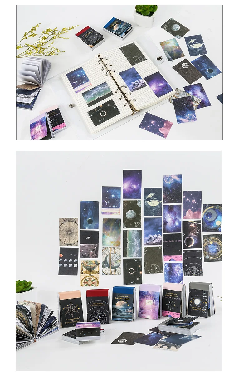50pcs/1lot Kawaii Stationery Stickers cosmic starry sky  Diary Planner junk journal Stickers Scrapbook Craft Sticker