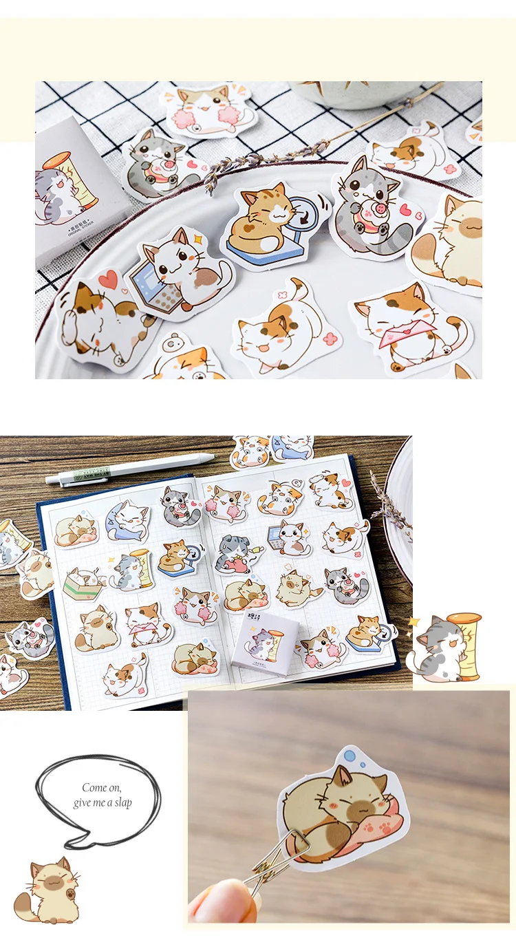 45 Pcs/Box My Naughty Cats Kawaii Mini Paper Sticker Diy Diary Album Scrapbooking Decoration School Supplies Stationery Stickers