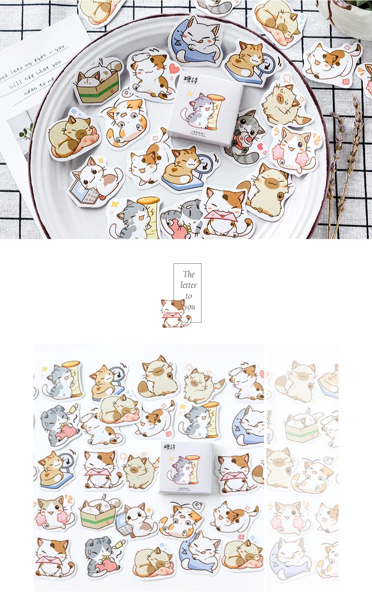 45 Pcs/Box My Naughty Cats Kawaii Mini Paper Sticker Diy Diary Album Scrapbooking Decoration School Supplies Stationery Stickers