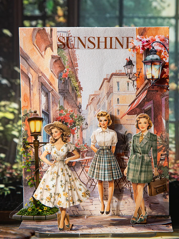 50pcs Vintage Beauty Series Retro Character Stickers Handbook Collage DIY Scrapbooking Envelopes Postcards Photo Frames Planner