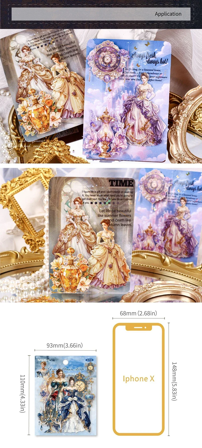 JIANWU Qimeng Chang Series Vintage Clock Character Landscape Material Collage PET Sticker Creative DIY Journal Stationery
