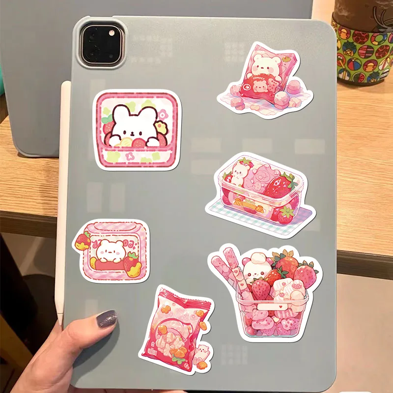 10/30/50PCS Cute Pink Food PVC Sticker Aesthetic Decoration Scrapbooking Korean Stationery Supplies