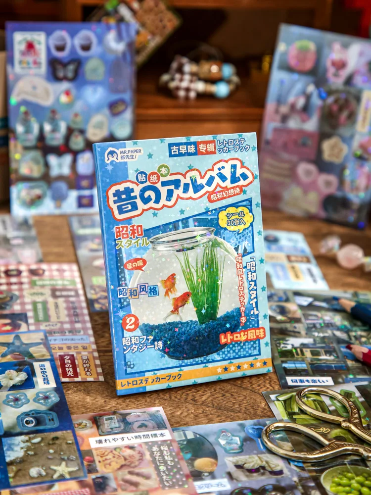 30Pcs/bag Japanese Vintage Sticker Kawaii Retro Sticker Book for Scrapbooking Diary Planner Decoration Office School Stationery