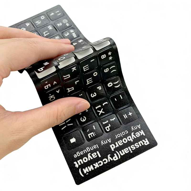 1PCS Russian Black Keyboard Sticker Language Letters Black White Label PC Dustproof Laptop Accessories