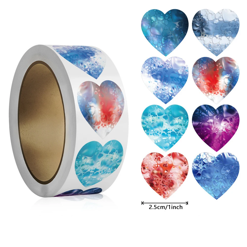 50-500pcs 1inch Red Heart Stickers for Valentine's Day Baking Packaging Sticker Envelope Seals Love Decorative Stickers