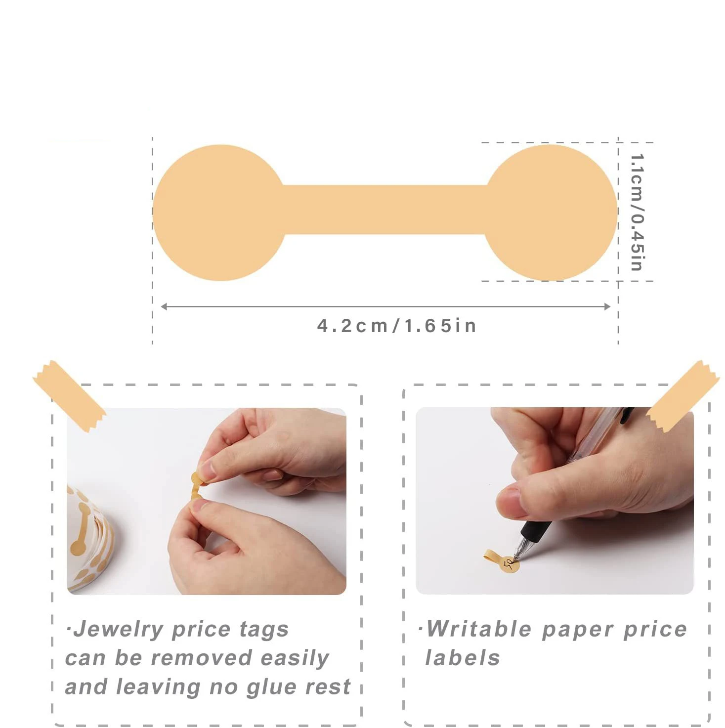 500Pcs/roll Kraft Paper Price Stickers for Small Business Jewelry Price Tags Self Adhesive White Blank Sticker for Clothing Ring