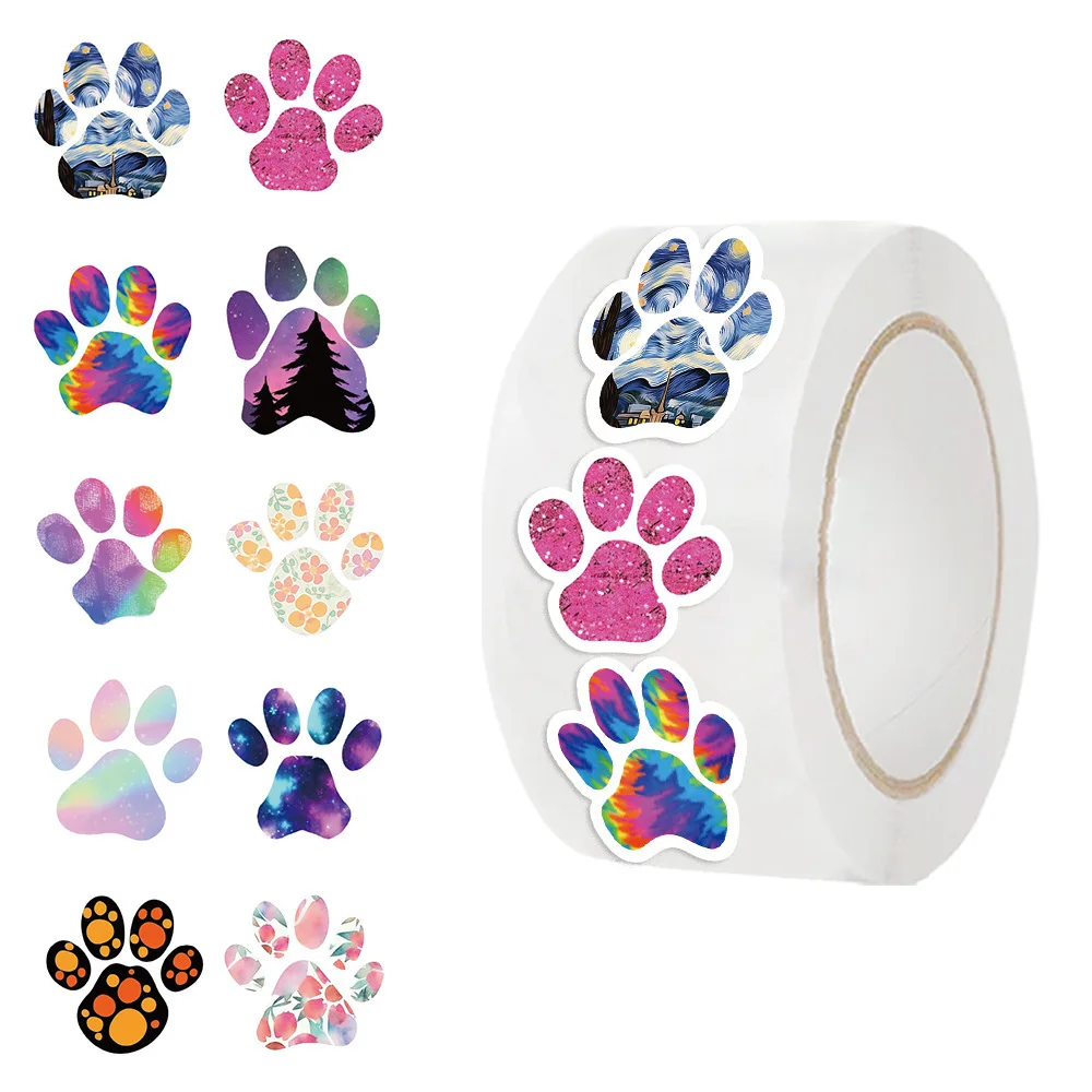 100-500pcs Dog Footprints Mobile Phone Cartoon Cute Girl Heart Graffiti Decorative Hand Tent Sticker for Children,parties,kennel