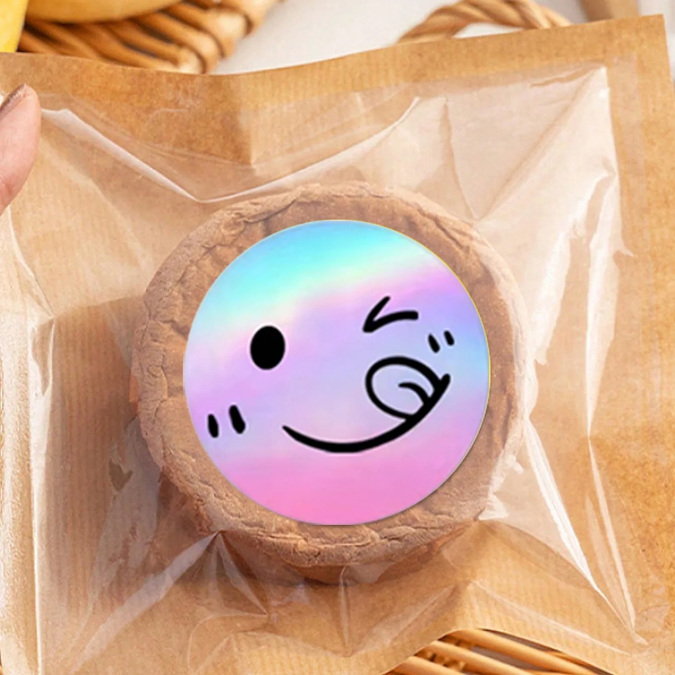 500Pcs /Roll 2.5cm Laser Smile Sticker Reward Decorative Gift Series Self-Adhesive Stationery Sticker Labels