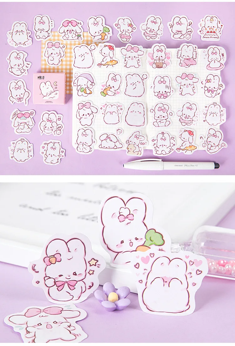 45 pcs/box Cute rabbit daily Kawaii Decoration Stickers Planner Scrapbooking Stationery Korean Diary Stickers