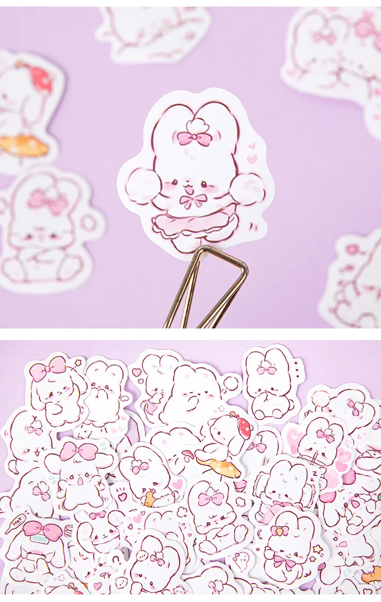 45 pcs/box Cute rabbit daily Kawaii Decoration Stickers Planner Scrapbooking Stationery Korean Diary Stickers