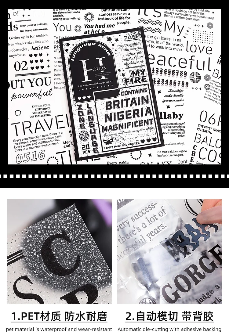 Korea INS English Alphabet Large size sticker book,DIY Scrapbook supplies Collage,Diary Stickers,School Stationery Decoration