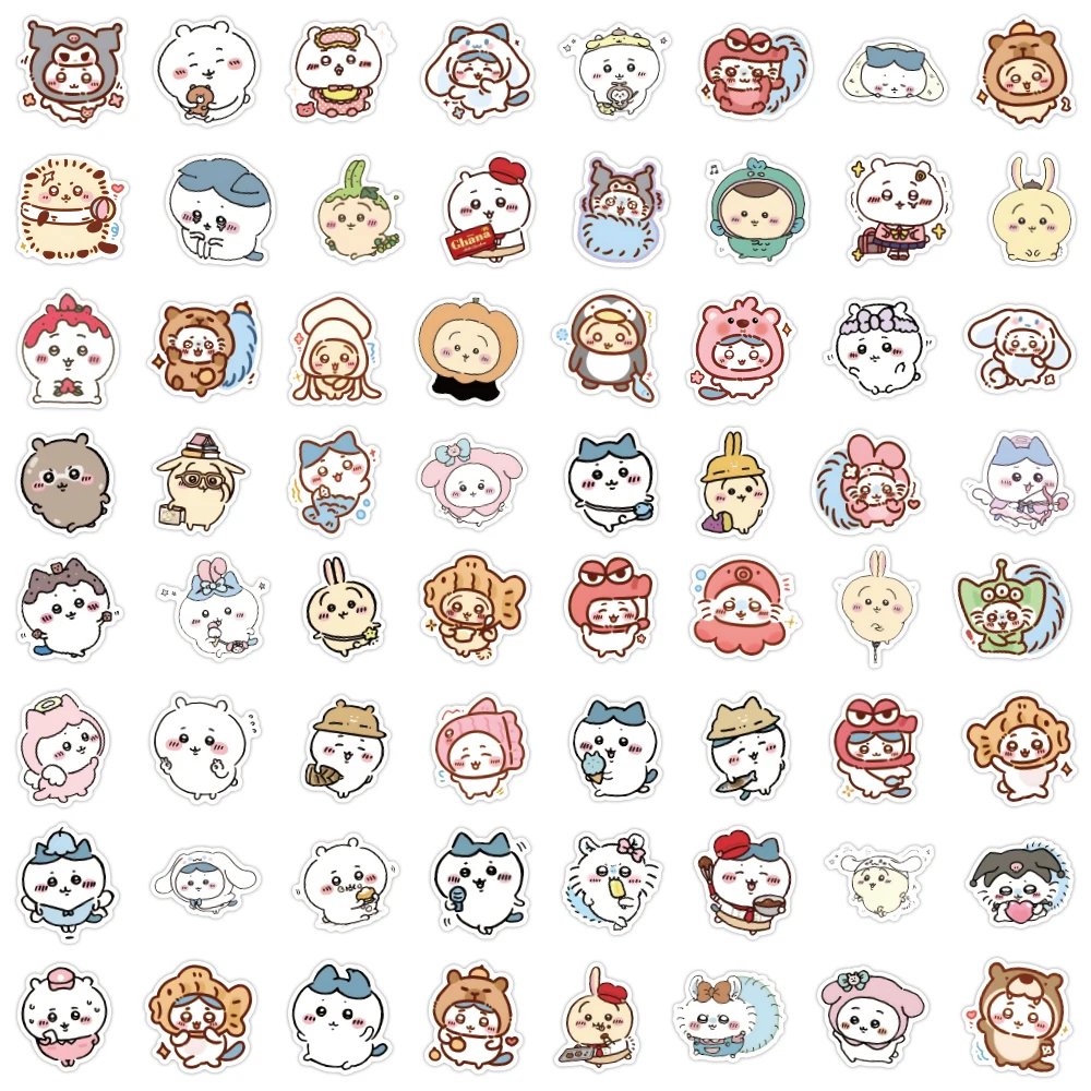 60pcs Cartoon Chiikawa Stickers Laptop Phone Case Luggage Notebook Guitar DIY Graffiti Cute Jiikawa Decal Sticker Kids Toy