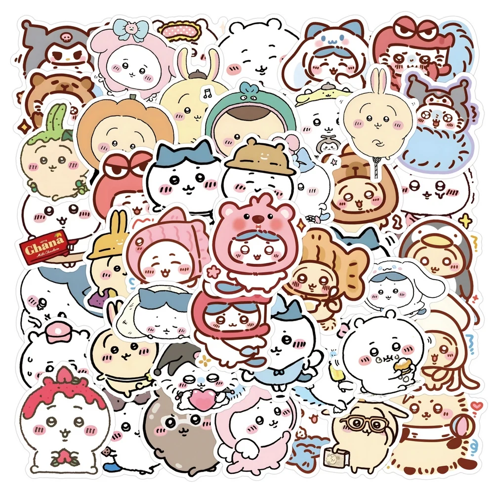 60pcs Cartoon Chiikawa Stickers Laptop Phone Case Luggage Notebook Guitar DIY Graffiti Cute Jiikawa Decal Sticker Kids Toy