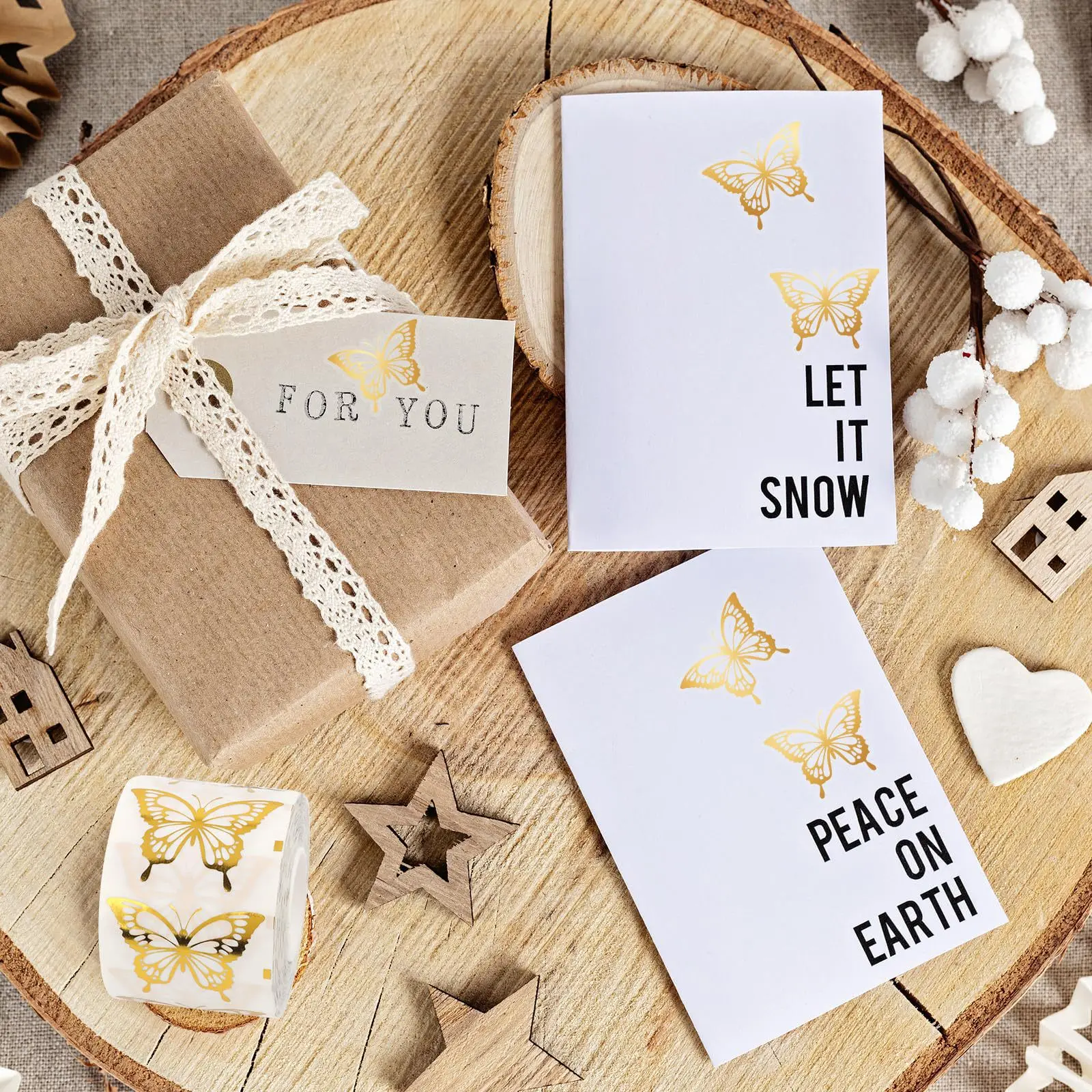 500Pcs Gold Butterfly Stickers,Gold Foil Envelope Seals Stickers,Spring Butterfly Labels Stickers for Wedding Invitation,1 inch