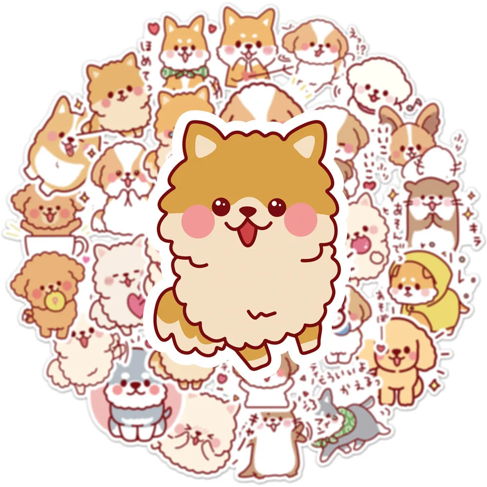 50 pcs/set Kawaii Fluffy Dog PVC Waterproof Stickers Cute Scrapbooking Diy Journaling Diary Stationery Sticker Gift Decor