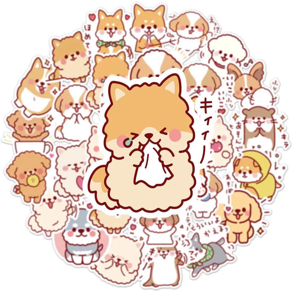 50 pcs/set Kawaii Fluffy Dog PVC Waterproof Stickers Cute Scrapbooking Diy Journaling Diary Stationery Sticker Gift Decor