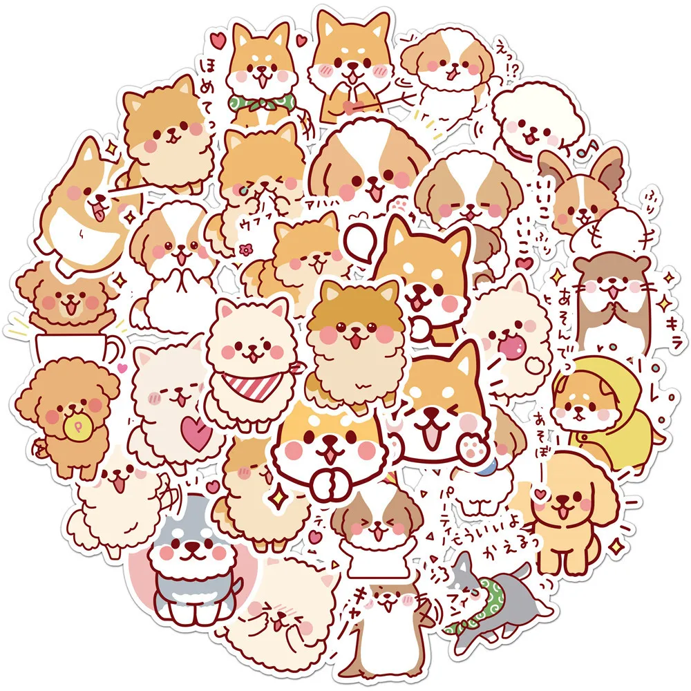 50 pcs/set Kawaii Fluffy Dog PVC Waterproof Stickers Cute Scrapbooking Diy Journaling Diary Stationery Sticker Gift Decor