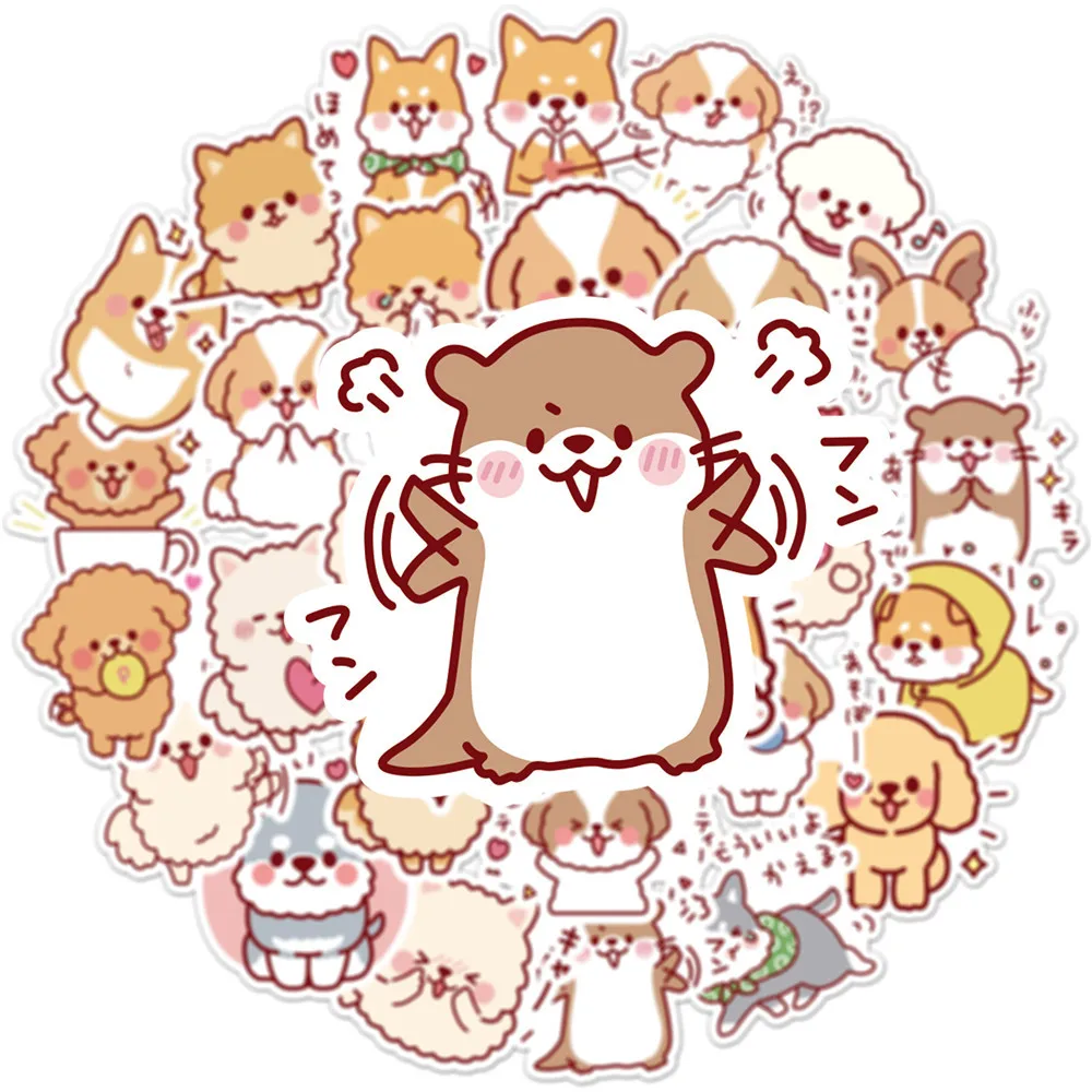 50 pcs/set Kawaii Fluffy Dog PVC Waterproof Stickers Cute Scrapbooking Diy Journaling Diary Stationery Sticker Gift Decor