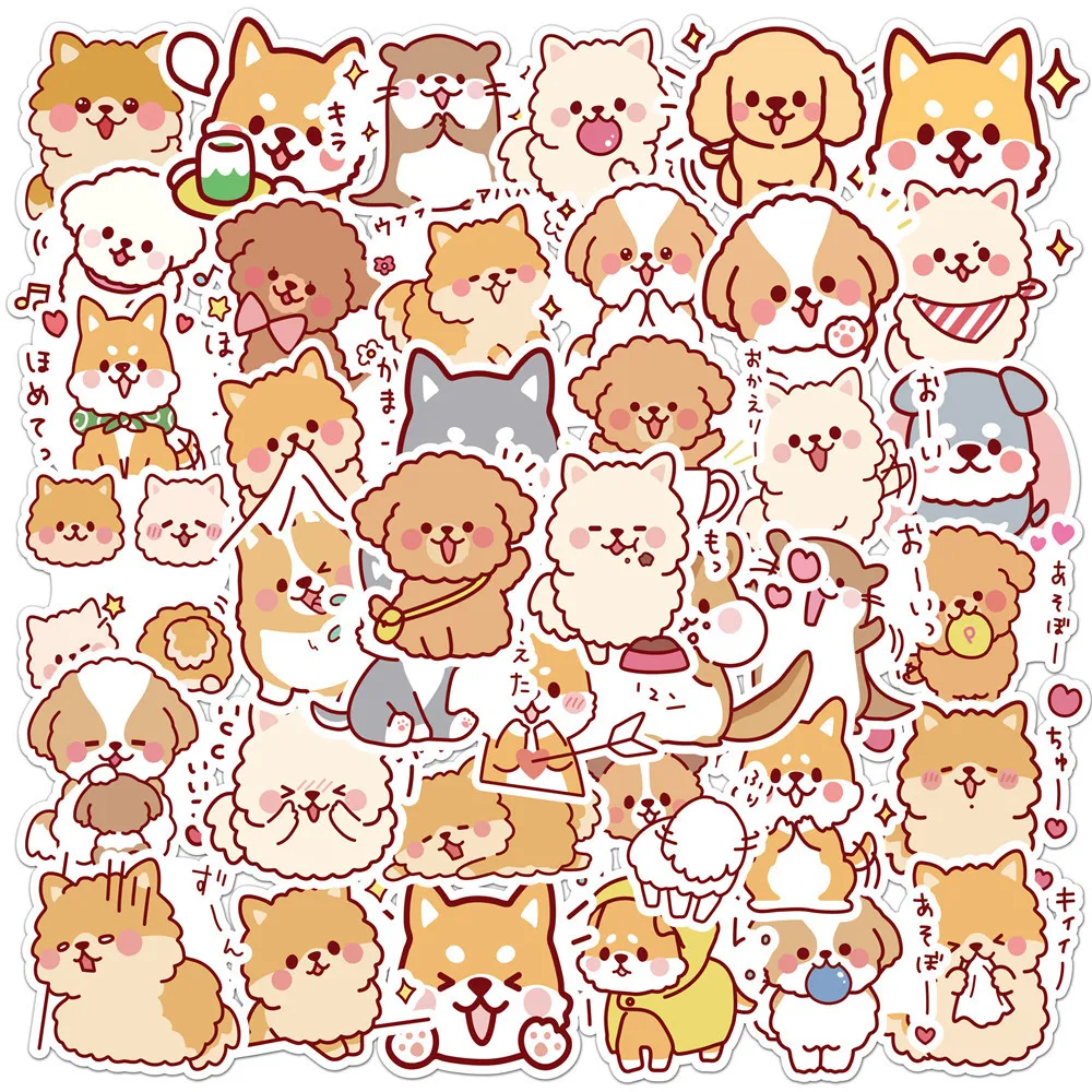 50 pcs/set Kawaii Fluffy Dog PVC Waterproof Stickers Cute Scrapbooking Diy Journaling Diary Stationery Sticker Gift Decor