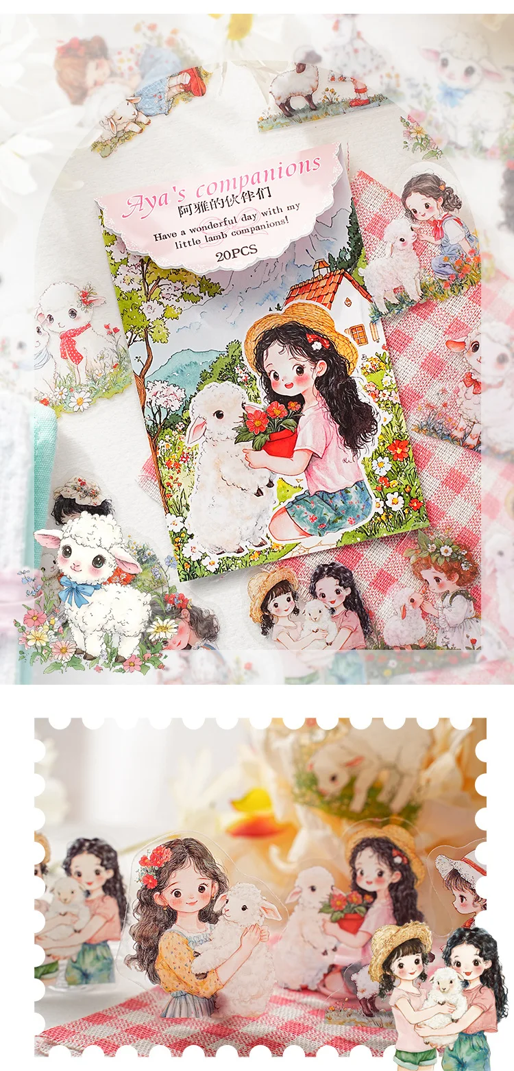 20pcs Kawaii Stationery Stickers Aya's companions Junk Journal Planner Decorative Sticker Scrapbooking