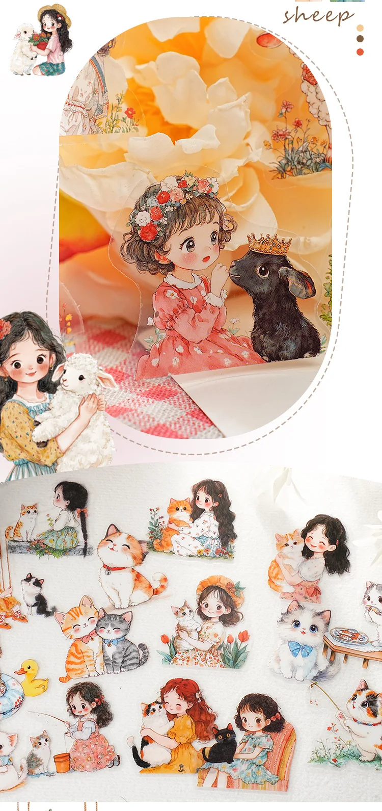 20pcs Kawaii Stationery Stickers Aya's companions Junk Journal Planner Decorative Sticker Scrapbooking