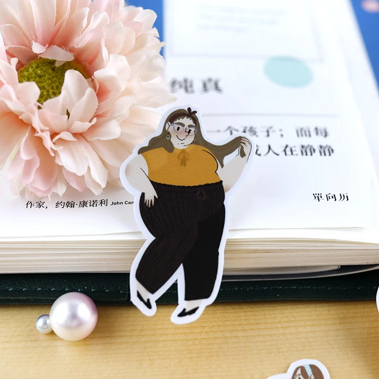 23pcs Fat Girl Daily Hand Account Cute Cartoon Sticker Hand Account Diy Album Waterproof Translucent Decorative Stickers
