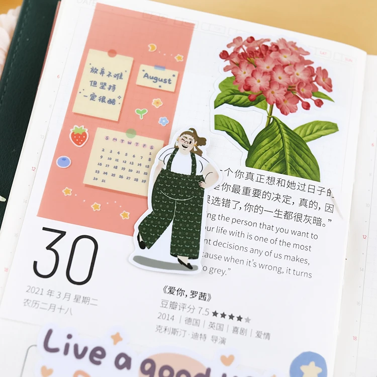 23pcs Fat Girl Daily Hand Account Cute Cartoon Sticker Hand Account Diy Album Waterproof Translucent Decorative Stickers