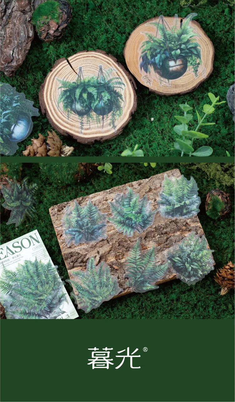 20pcs/1lot Kawaii Stationery Stickers The Green Fern Spring Collection Diary Decorative Stickers Scrapbooking Craft Stickers