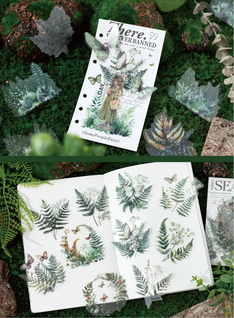 20pcs/1lot Kawaii Stationery Stickers The Green Fern Spring Collection Diary Decorative Stickers Scrapbooking Craft Stickers