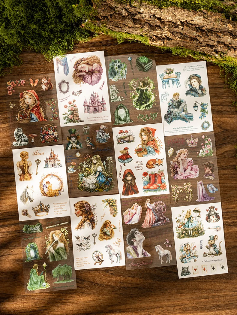 18pcs/lot Kawaii Scrapbook Sticker Fairy Tale Sequel Scrapbooking Supplies Planner Decorative Craft Stationery Sticker