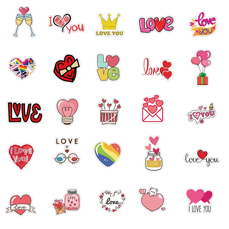10/30/50PCS Cute Love Sticker Aesthetic PVC Sketchbook Decoration Scrapbooking School Stationery Supplies