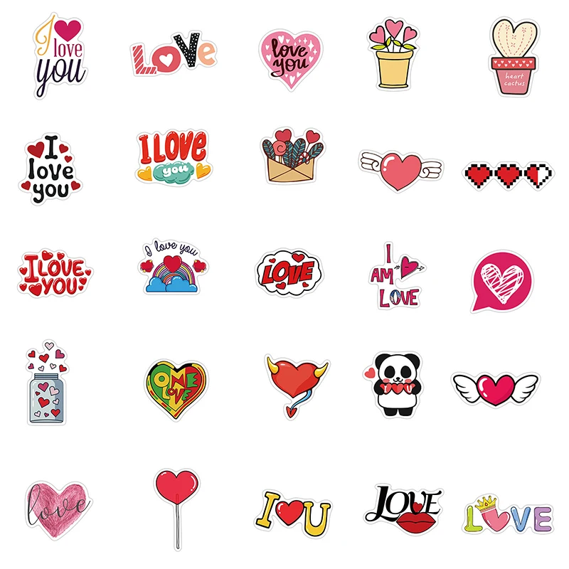 10/30/50PCS Cute Love Sticker Aesthetic PVC Sketchbook Decoration Scrapbooking School Stationery Supplies