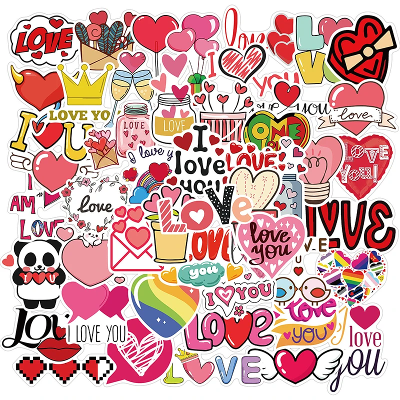 10/30/50PCS Cute Love Sticker Aesthetic PVC Sketchbook Decoration Scrapbooking School Stationery Supplies