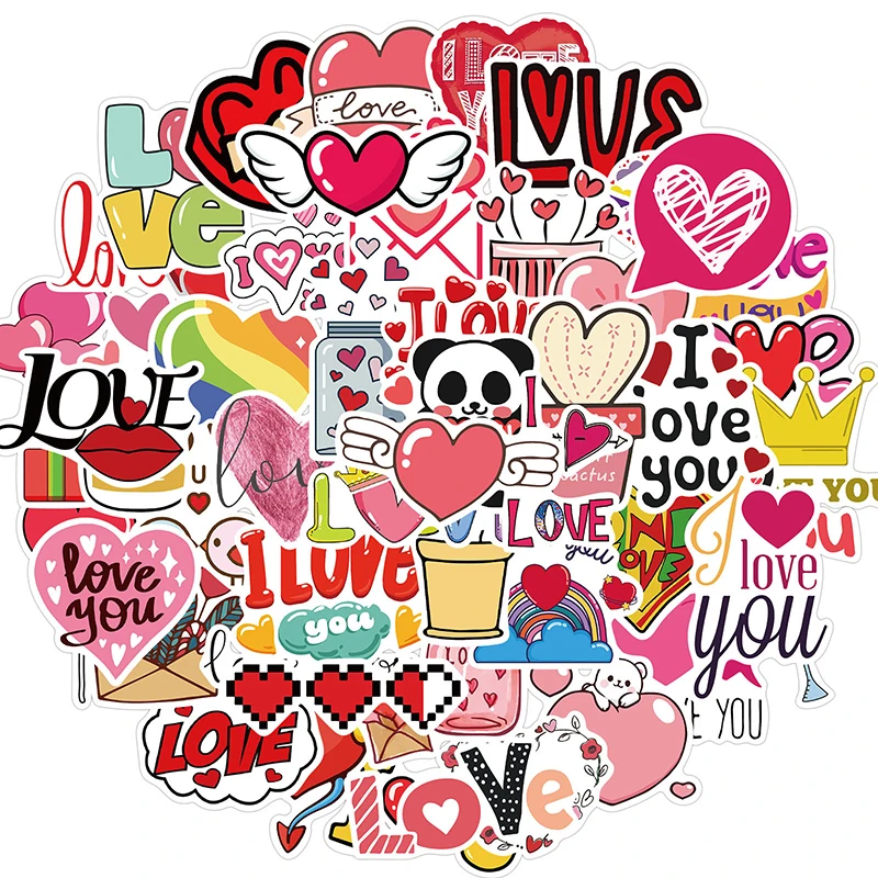 10/30/50PCS Cute Love Sticker Aesthetic PVC Sketchbook Decoration Scrapbooking School Stationery Supplies