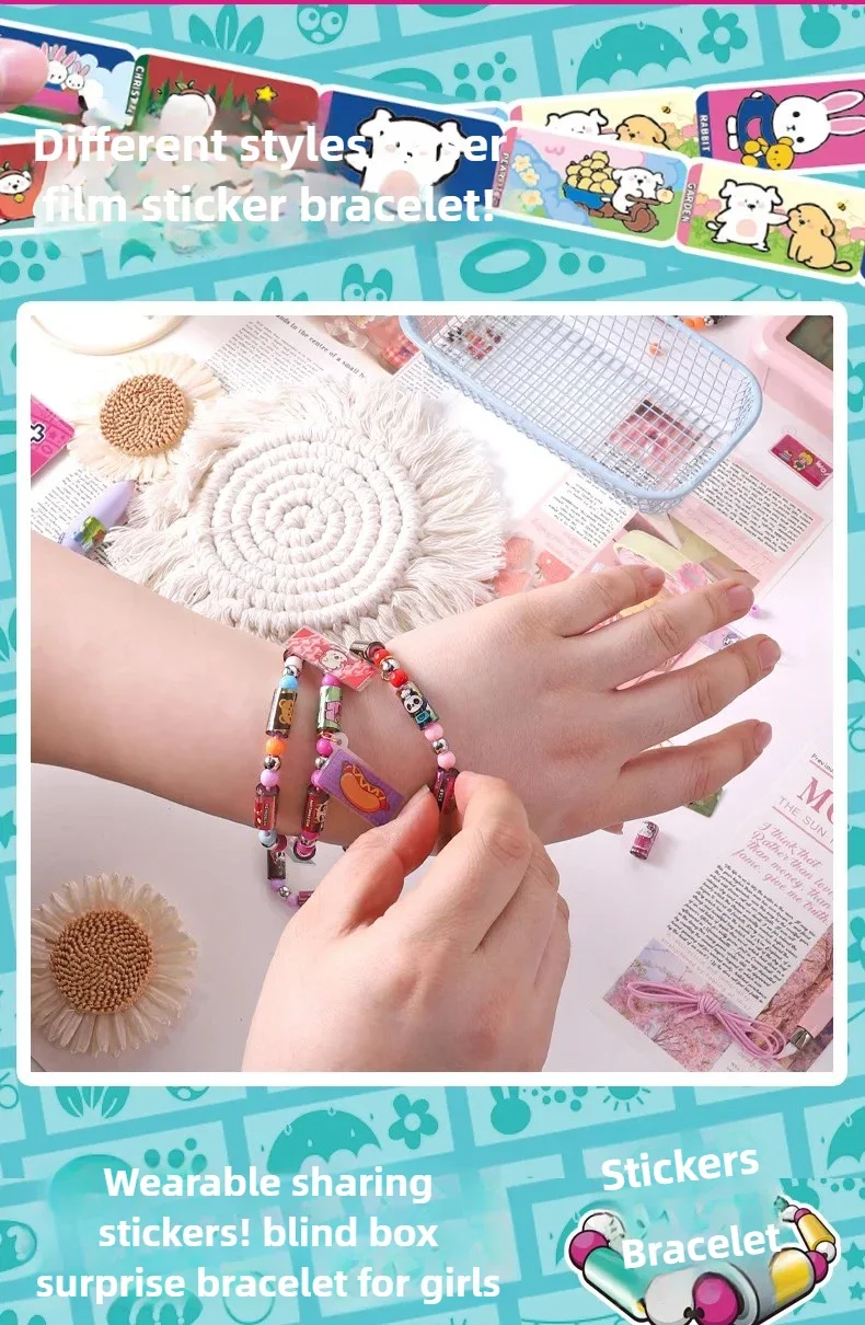 80/160 pcs hot selling kids children toy sticker creative funny stationery stick rolls Sticker bracelet colorful