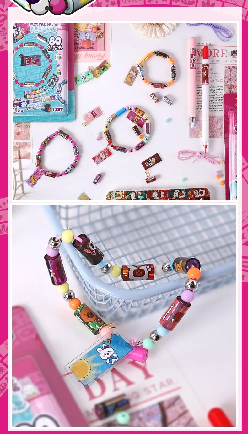 80/160 pcs hot selling kids children toy sticker creative funny stationery stick rolls Sticker bracelet colorful
