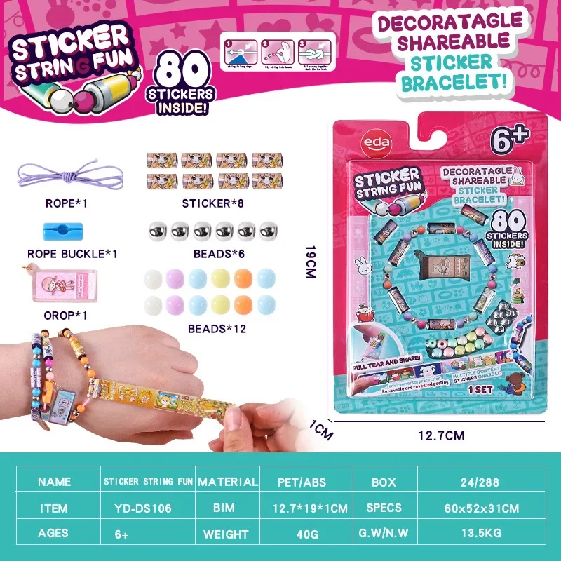 80/160 pcs hot selling kids children toy sticker creative funny stationery stick rolls Sticker bracelet colorful
